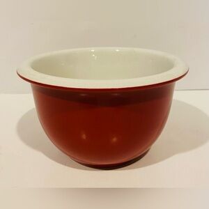 Corningware Stoneware 1 quart red white mixing bowl
